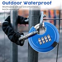 Vista 6 de Maitys Cerraduras de combinación de 4 dígitos de acero inoxidable, con código de disco, candado combinado con grillete de acero endurecido