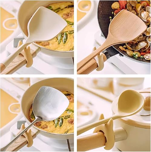 Miniatura 2 de WAYUTO Paquete de 2 clips de silicona para ollas, soporte para cucharas de cocina, liberador de vapor para olla flexible