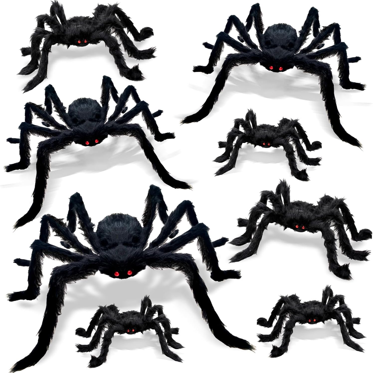8Pcs Giant Halloween Spiders Decorations Indoor Realistic Hairy Halloween Spiders Sets for Outdoor Yard Home Decor