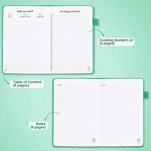 Miniatura 5 de JUBTIC Libro de recetas en blanco para escribir en tus propias recetas, libro de cocina personal para escribir y cuaderno de recetas de tapa dura