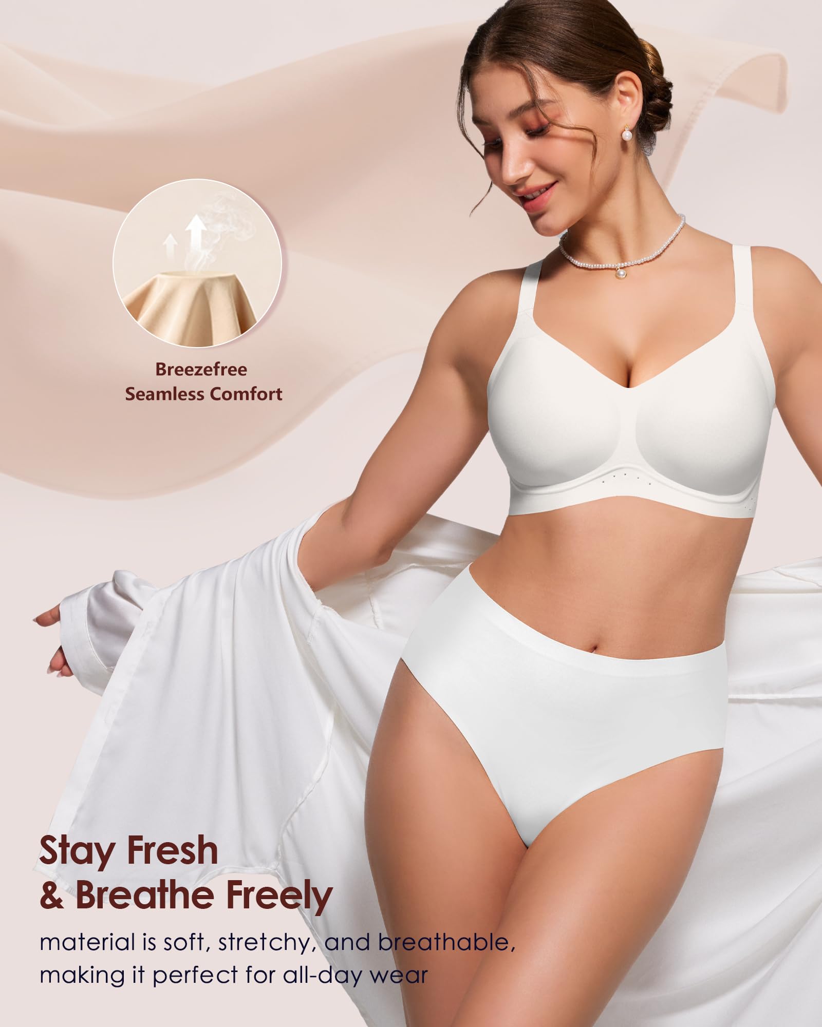 As Fairy Bras for Women No Underwire Jelly Wireless Seamless Full Coverage Comfortable Bra with Airholes — view 5