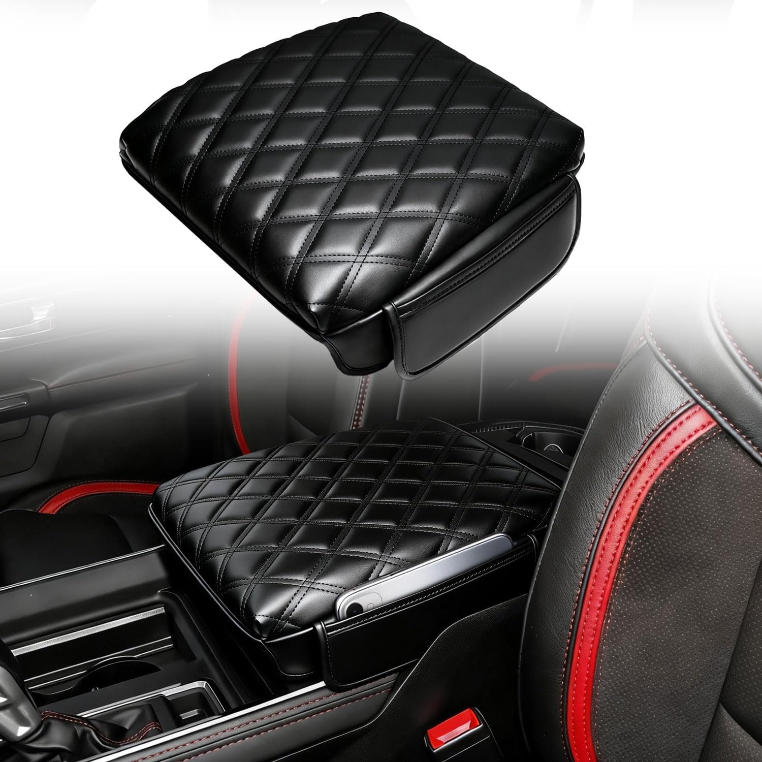 Center Console Cover for 2019-2026 Ram 1500 Center Consolce Cover 2026 RAM 1500 Armrest Cover Cushion Pad for Ram 1500/2500/3500 Accessories PU Leather