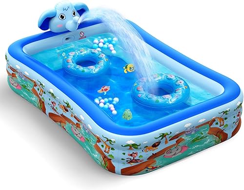 Miniatura 1 de Hamdol Piscina inflable con aspersor piscina infantil de 99 x 72 x 22 pulgadas piscina inflable familiar de tamaño completo piscinas inflables sobre