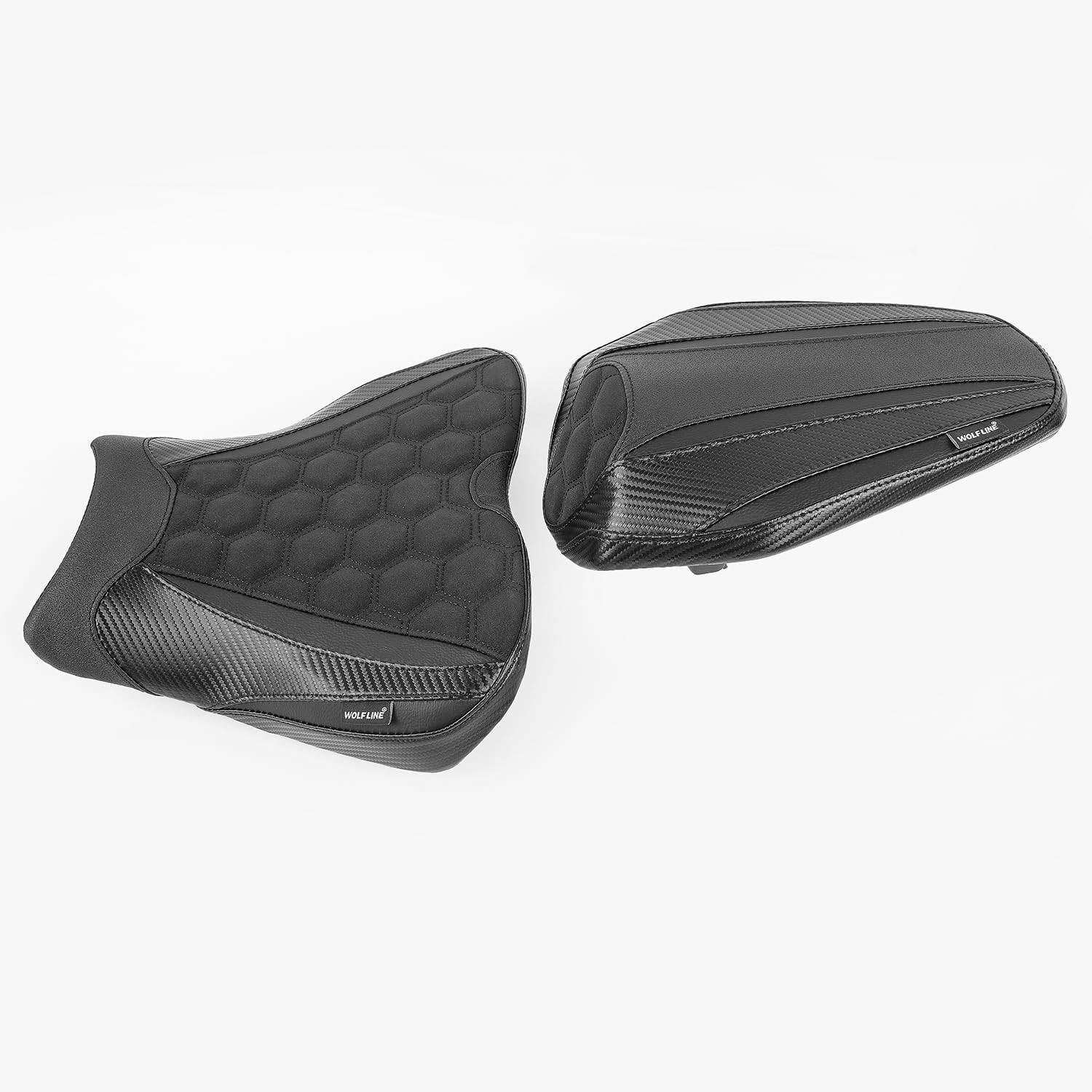 Motorcycle Leather Front Driver Rear Passenger Seat Cushion Pad Set fit for Ninja ZX-4R ZX-4RR ZX4R ZX4RR 2023 2024 2025 Pressure Relief Soft Pillion Saddles, Carbon Fiber Look
