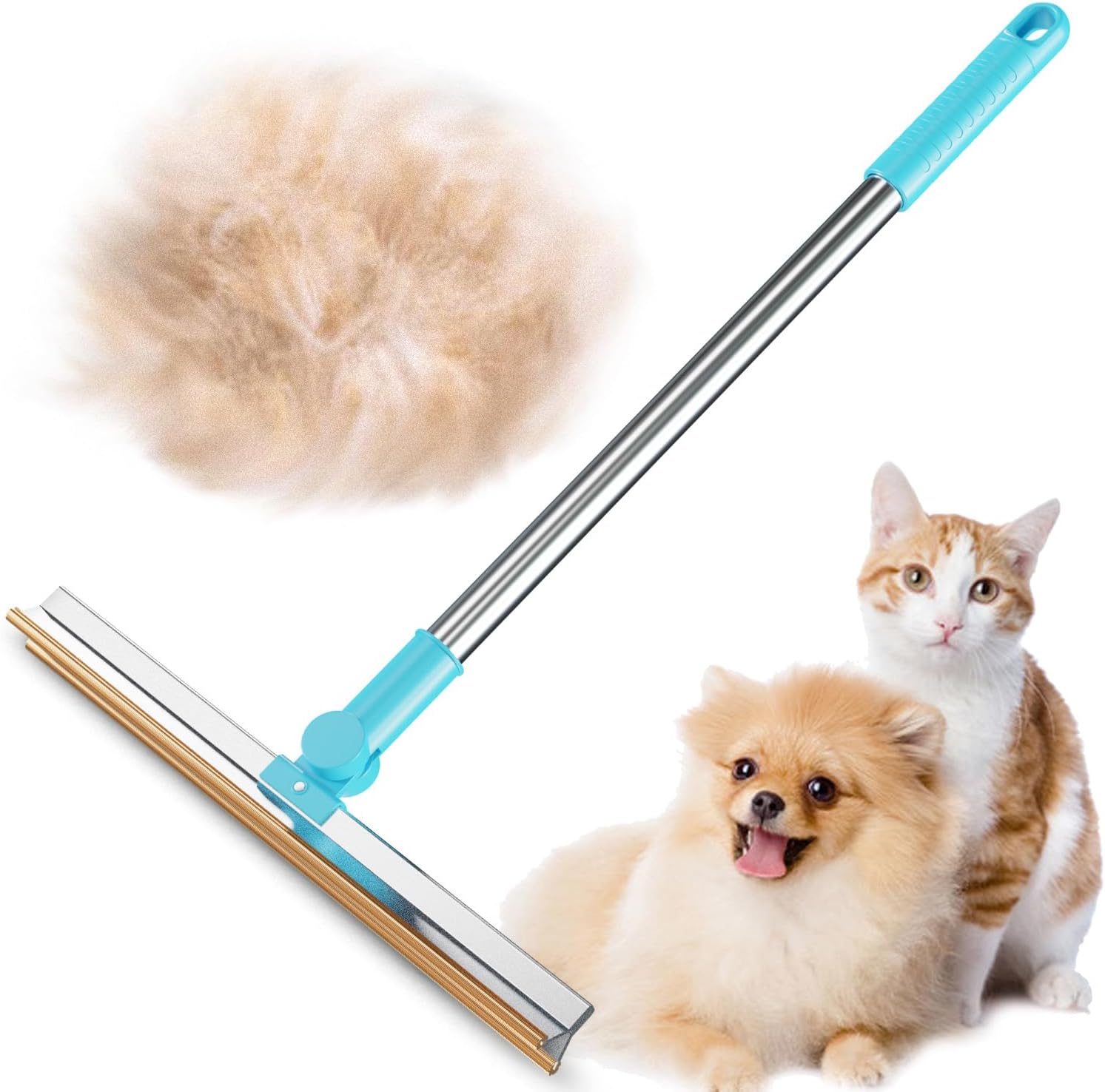 Adjustable Long Handle Carpet Rake Pet Hair Remover