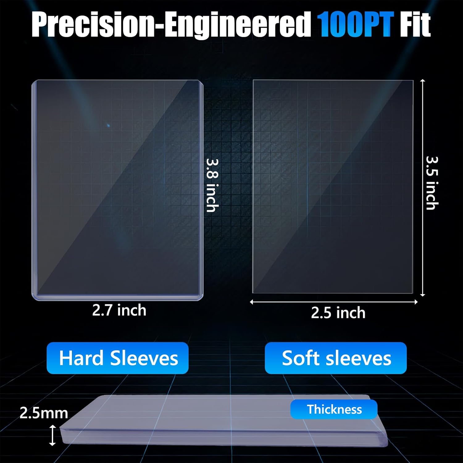 DEDC 100pt Toploaders and Penny Sleeves Bundle - Rigid Hard Card Sleeves for Thick Sports Jersey Cards & Memorabilia - Acid-Free Archival Safe Protective Holders for Long-Term Storage