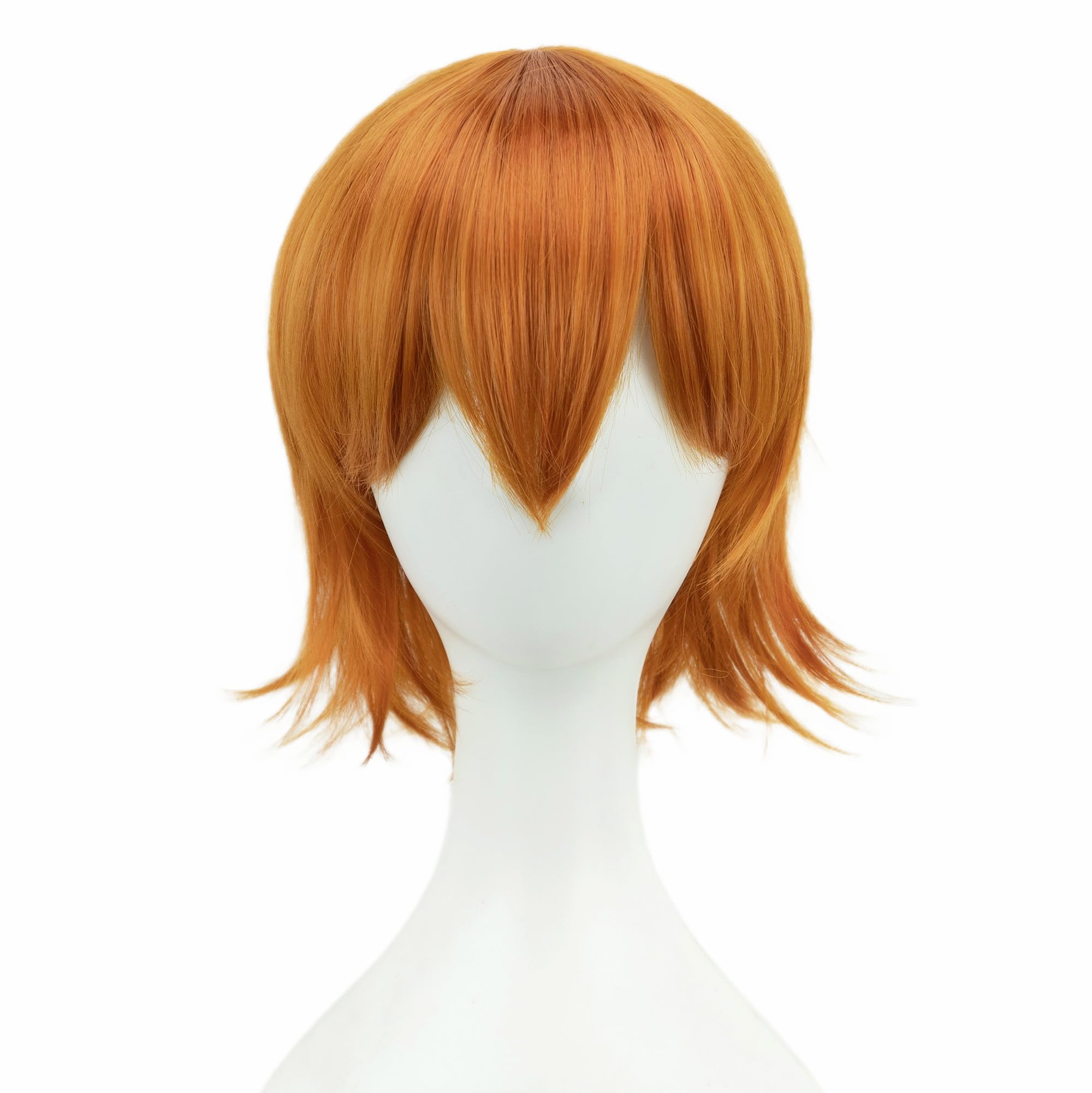 IMISSU Unisex Short Hair Party Wig with Bangs Halloween Costume Wigs (Orange) - Image 2