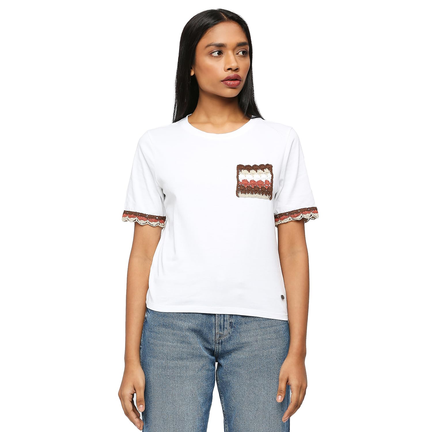 Pepe Jeans Women's Cotton Semi Fit T-Shirt in neutral