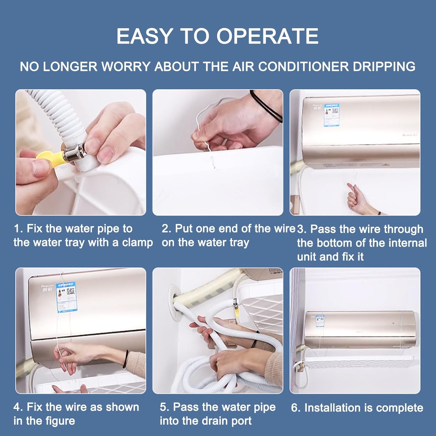Air Conditioner Drip Tray, Plastic Drip Tray, Universal Air Conditioner Drip Pan with Drain Hole & Hose, Perfect for Indoor/Outdoor Split Air Conditioner Heat Pump Systems
