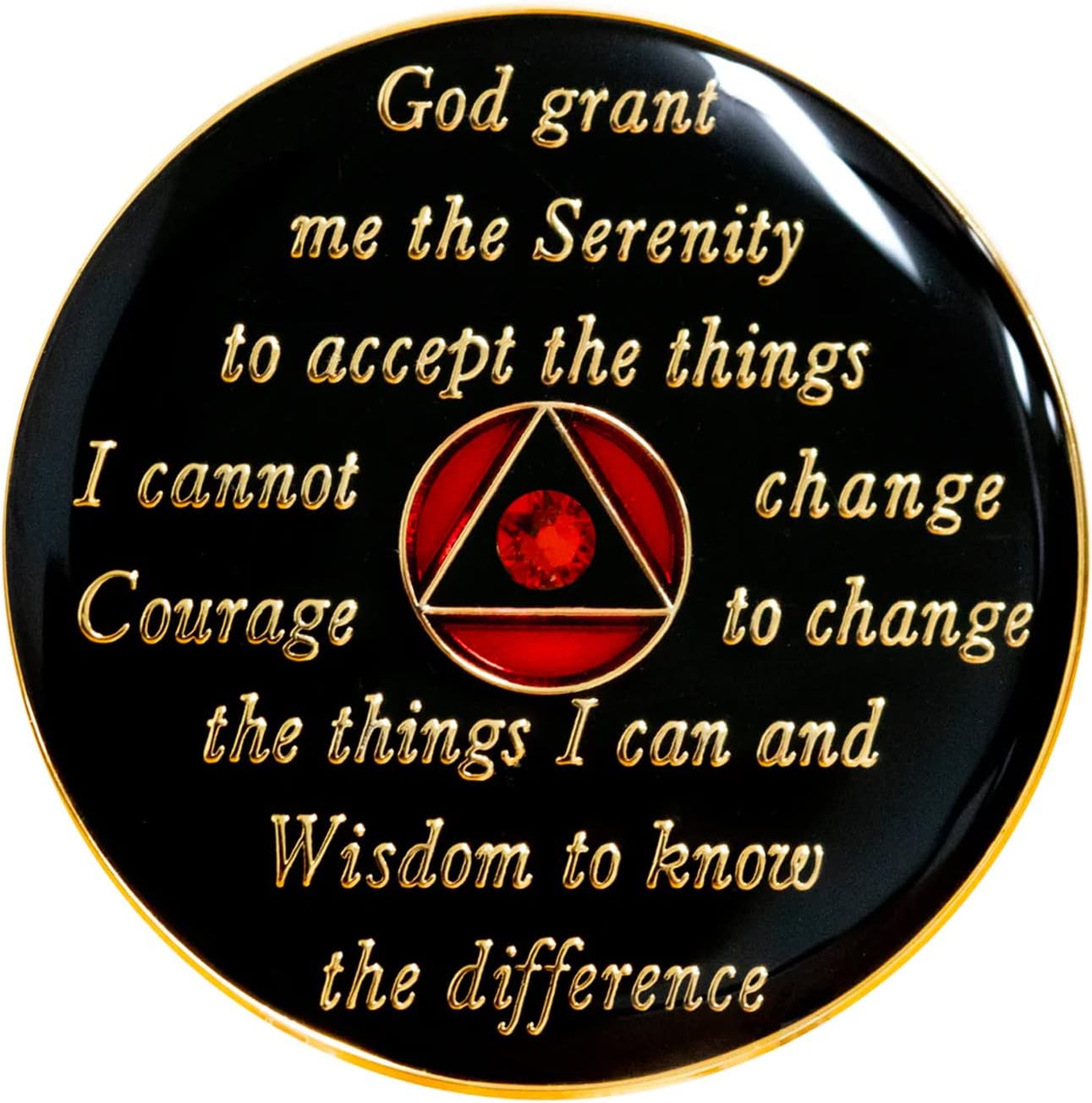 AA Chip | Sobriety Coin | Recovery Gift | Red Medallion with Transition Bling