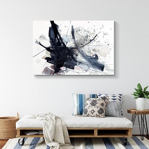 Miniatura 728 de Lienzo artístico para pared, pinturas de arte abstracto, fantasía azul, grafiti colorido sobre fondo blanco; decoración artística moderna para sala