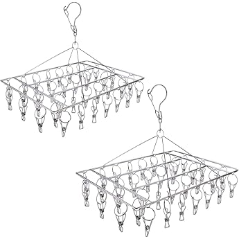 Clothes Airer for Socks Stainless Steel Stainless Steel 2 Hangers 36 Pegs & 36 Pegs
