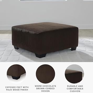 Signature Design by Ashley Oversized Ottoman, Chocolate Brown, Firescrest
