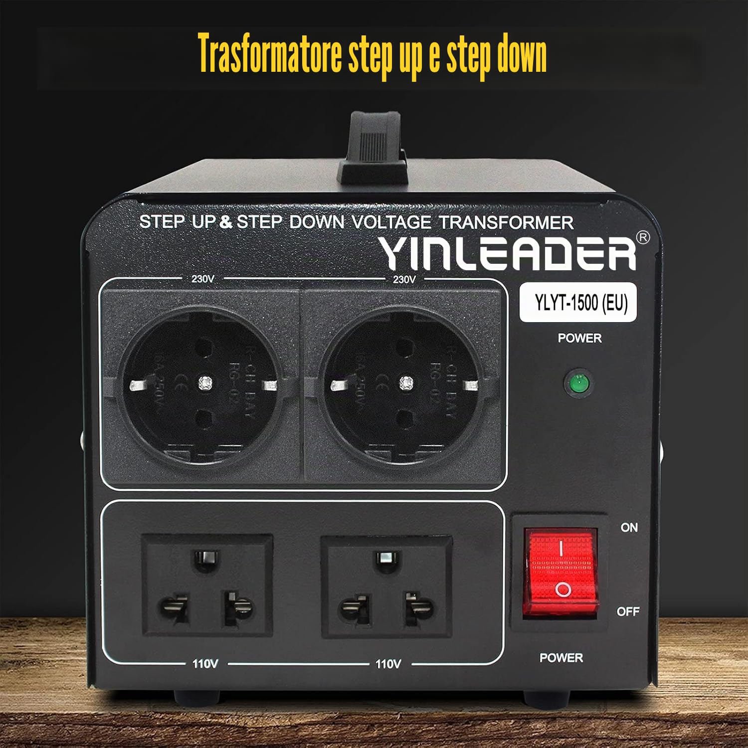 Yinleader Trasformatore di tensione da 1500 VA, Adattatore Convertitore di tensione da 230 V a 110 V/110 V a 230 V, Trasformatore LED