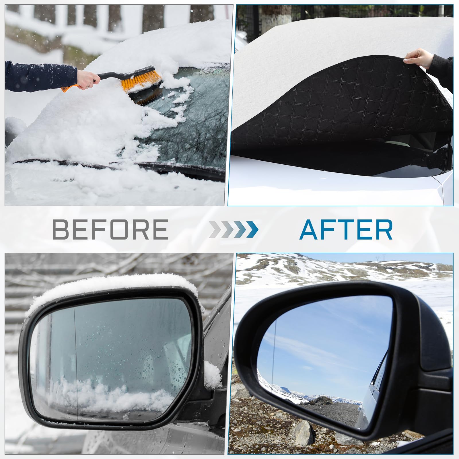 Scheibenabdeckung Auto Große Auto-Windschutzscheibenabdeckung Für EIS Und Schnee Auto Windschutzscheiben Schneeabdeckungen Mit Seitenfenster Und Ruckspiegelschutz Magnetische Winter Windschutzscheiben Frostabdeckung Uni 86507425 Abdeckung Auto Winter