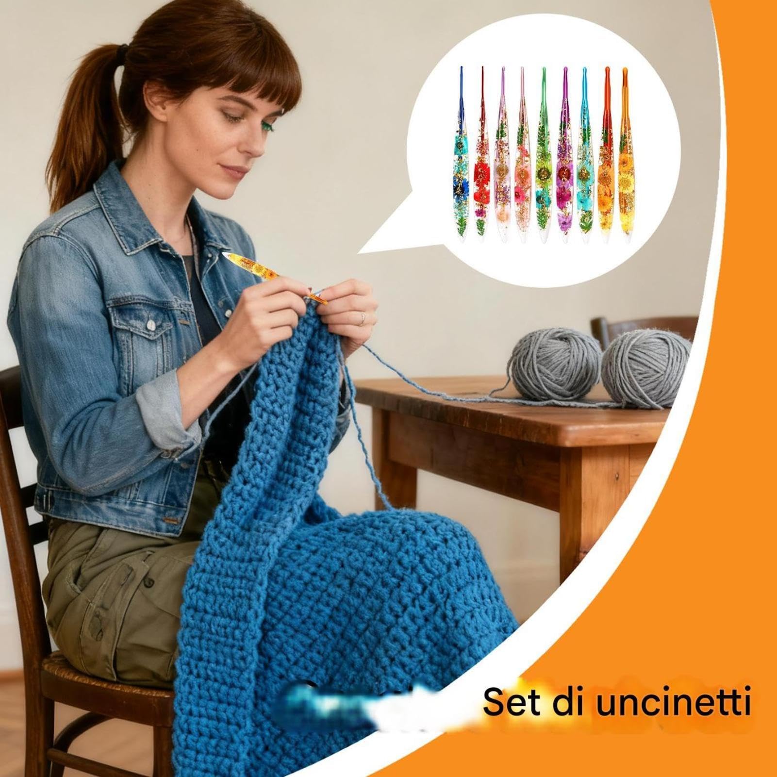 Ganchillo - Impresión Floral De 9 Piezas, Elegante Kit De Tejer, Set Artesanal | El Porta Agujas Para La Manta, Sombrero, Bufanda, Suéter Ofrece Una Comodidad Elegante Durante El Trabajo Cre