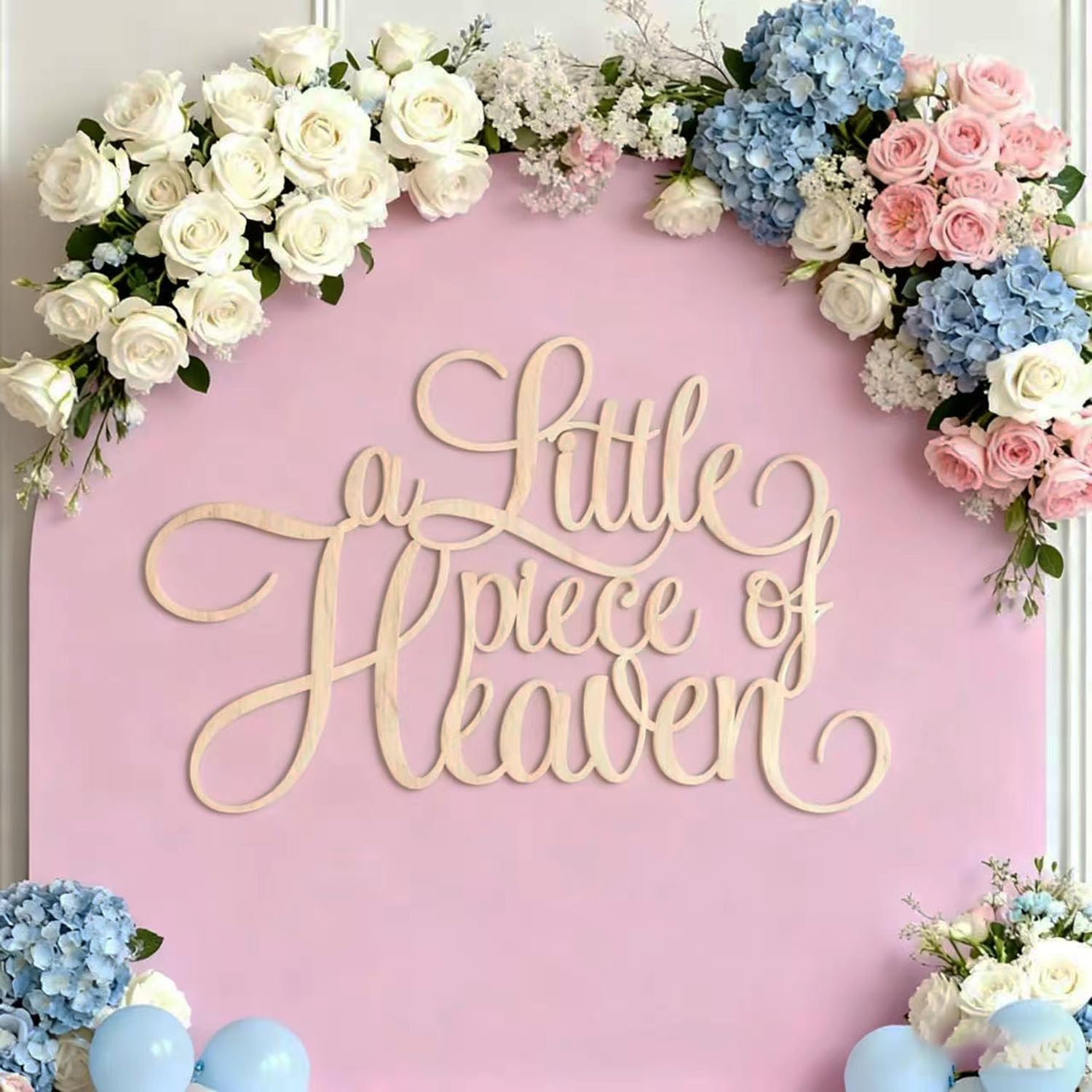 View 1 of **Damaged***A Little Piece of Heaven Sign for Backdrop,Baby Shower Wall Decorations for Baby Shower Decoration,Baptism or Gender Reveal Party Photo Booth Decor, 15.5x10 inches