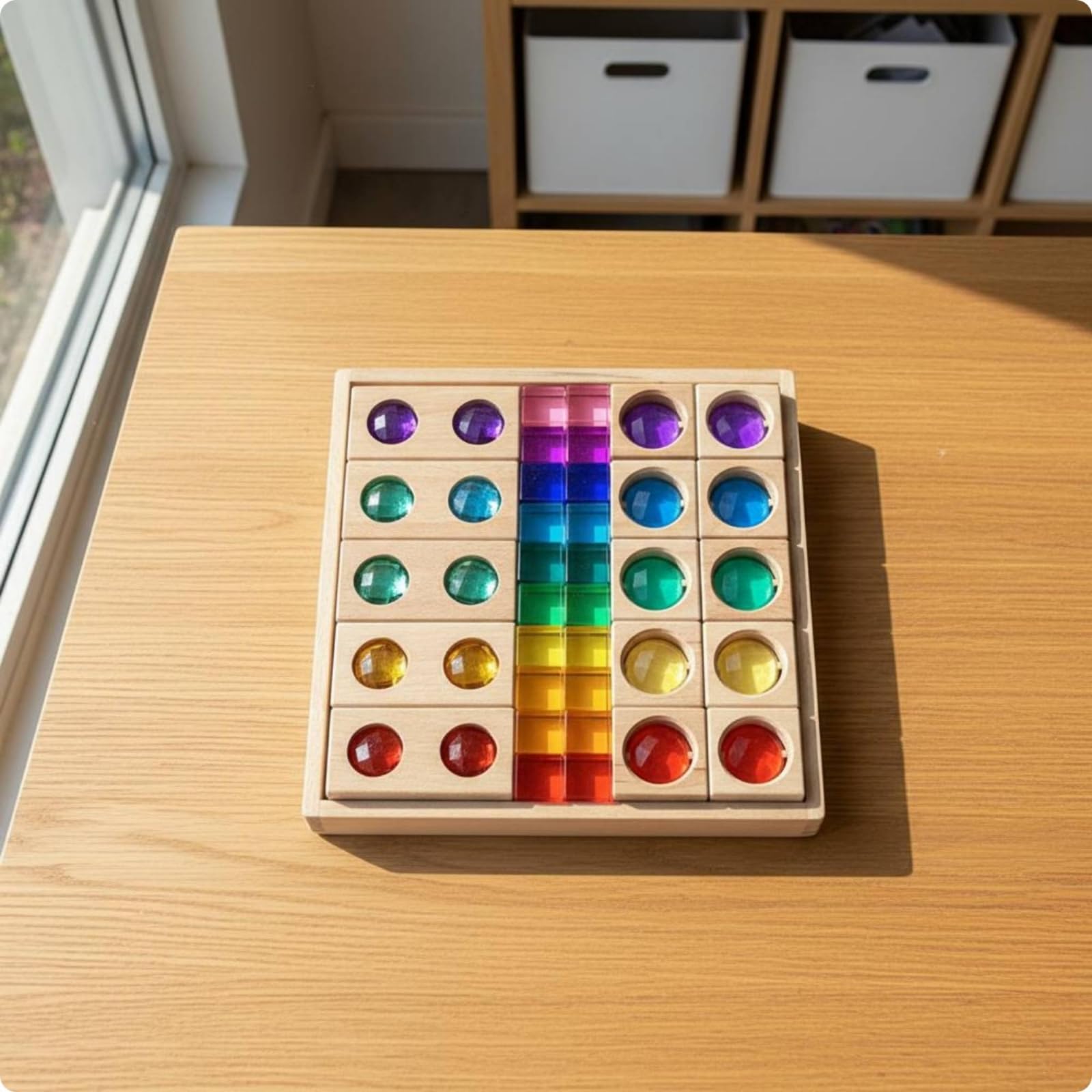 Bloque Sensorial Infantil Juego de Clasificación de Formas Rompecabezas Tablero Educativo Acrílico y Madera con Efectos de Luz Adecuado para
