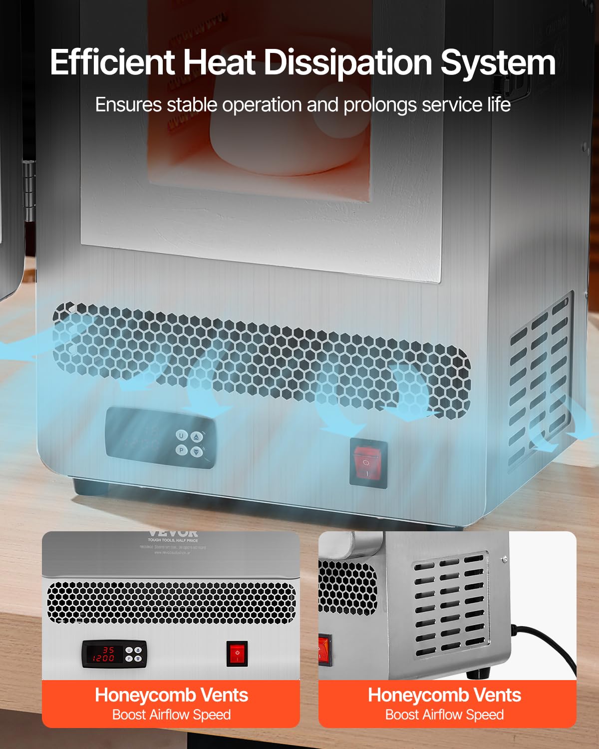 VEVOR Forno Fusione da Tavolo Elettrico da 1500 W, Temperatura Massima 1200 ℃, Acciaio Inox, Forno per Fusione dell'Oro, per Fusione della Cera, Argilla Fai da Te, Tempra dei Metalli