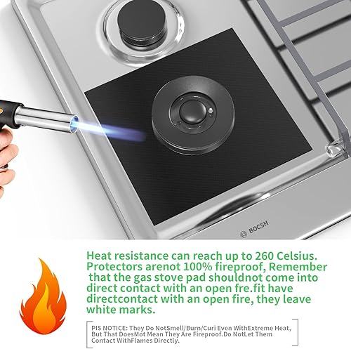 Miniatura 4 de Fundas para quemadores de estufa, forros para quemadores de estufa de gas, 8 protectores de estufa de gas de 0.008in, 10.6 x 10.6 pulgadas,