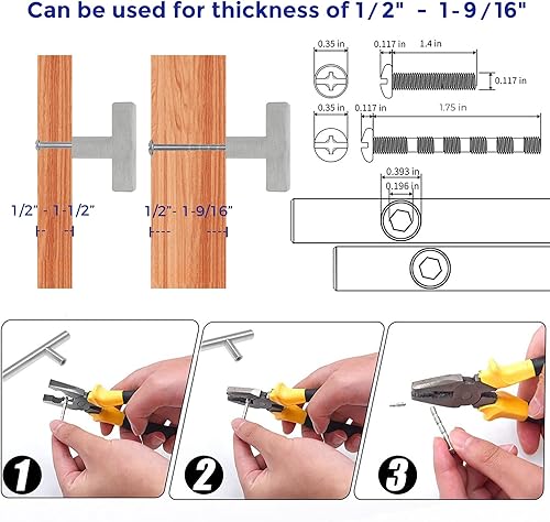 Vista 35 de Ravinte Paquete de 3 pomos cuadrados negros para gabinete, tiradores cuadrados de 2 pulgadas, color negro mate, manijas de gabinete de cocina de un