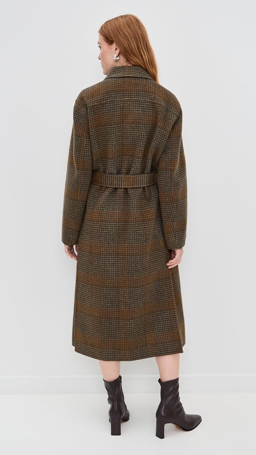 Theory Women's Long Pressed Plaid Single-Breasted Coat - Image 3