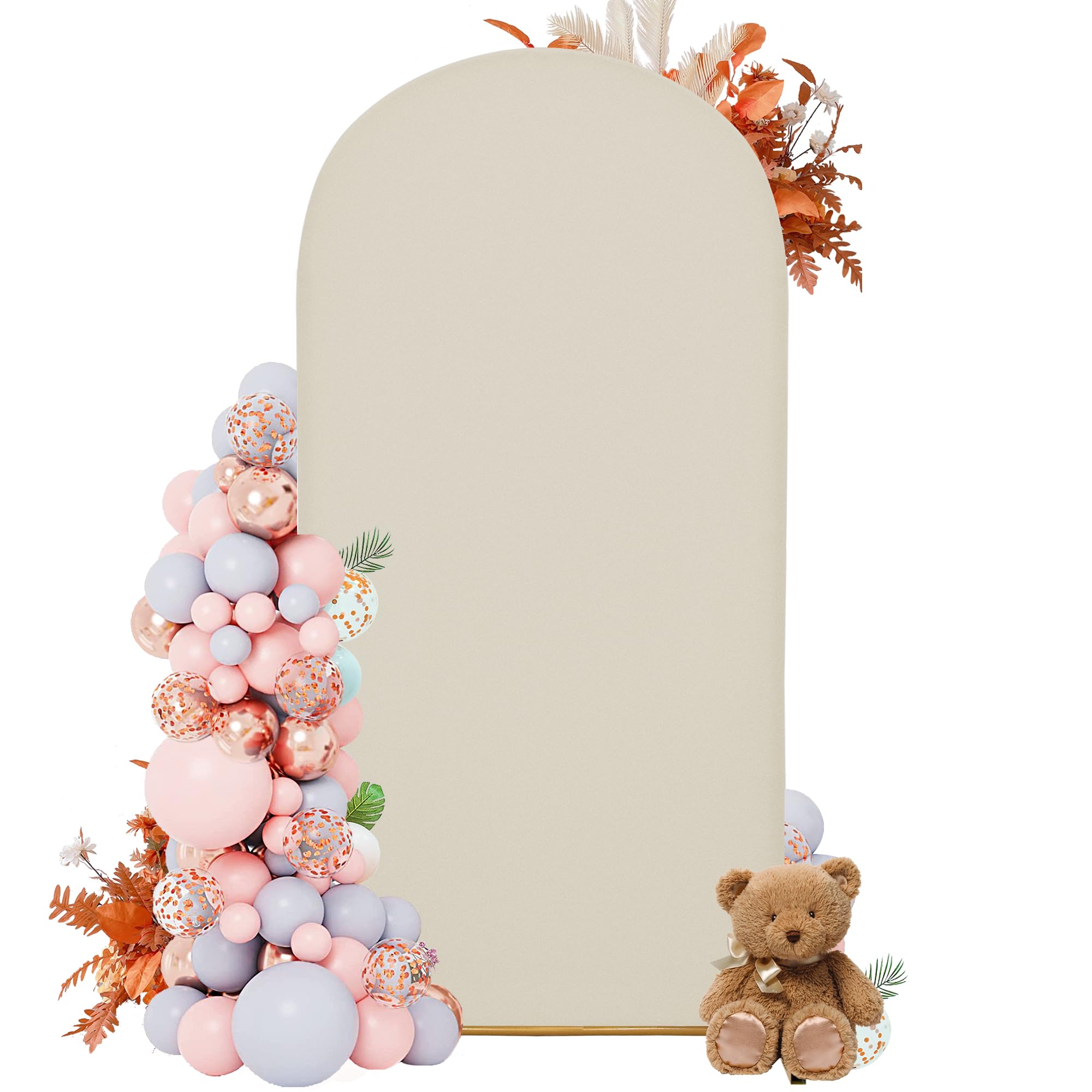 DREAHOTEXTIL 6.6FT Arch Covers,Arch Backdrop Stand Fitted Cover for Wedding Birthday Party Ceremony Banquet Decoration(Off-White,Cover Only)