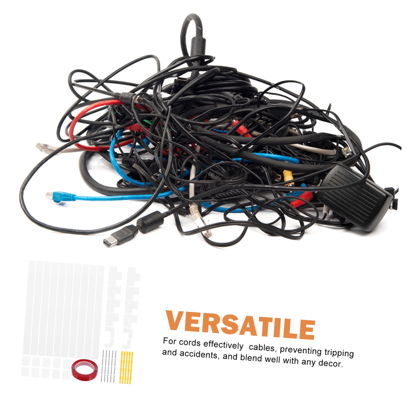 Kit Goulotte Passe-câbles PVC Blanc 40x3x1, 5 Cm, 73 Pièces