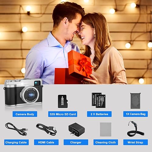 Miniatura 9 de Cámara digital 5K para fotografía de enfoque automático 48MP Vlogging Cámara para YouTube 16X Zoom digital Point y disparar cámaras con tarjeta SD,