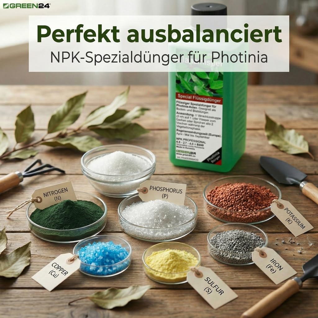 Photinia-Dünger XL 1 Liter Pflanzen Dünger für Glanzmispel Lorbeermispel Photinien