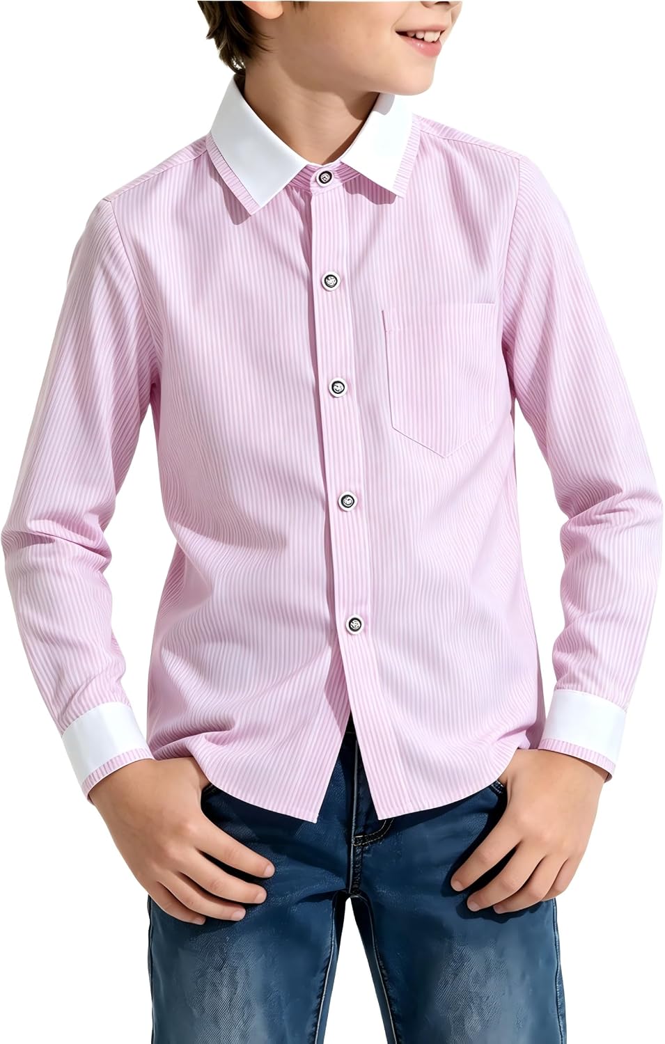 Boys Shirts Kids Back to School Uniform Formal Homecoming Dress Shirt