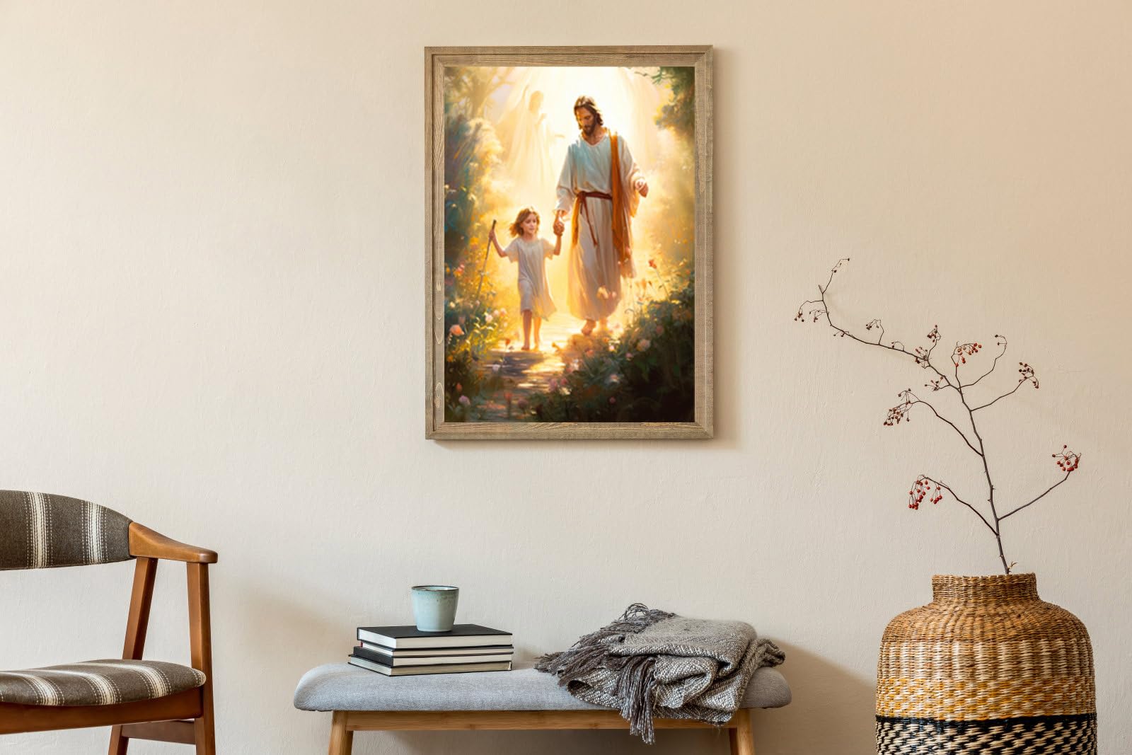 Veces Stampa Artistica Da Parete Su Tela Di Gesù, Gesù E Colomba Dipinto Cristiano Poster Con