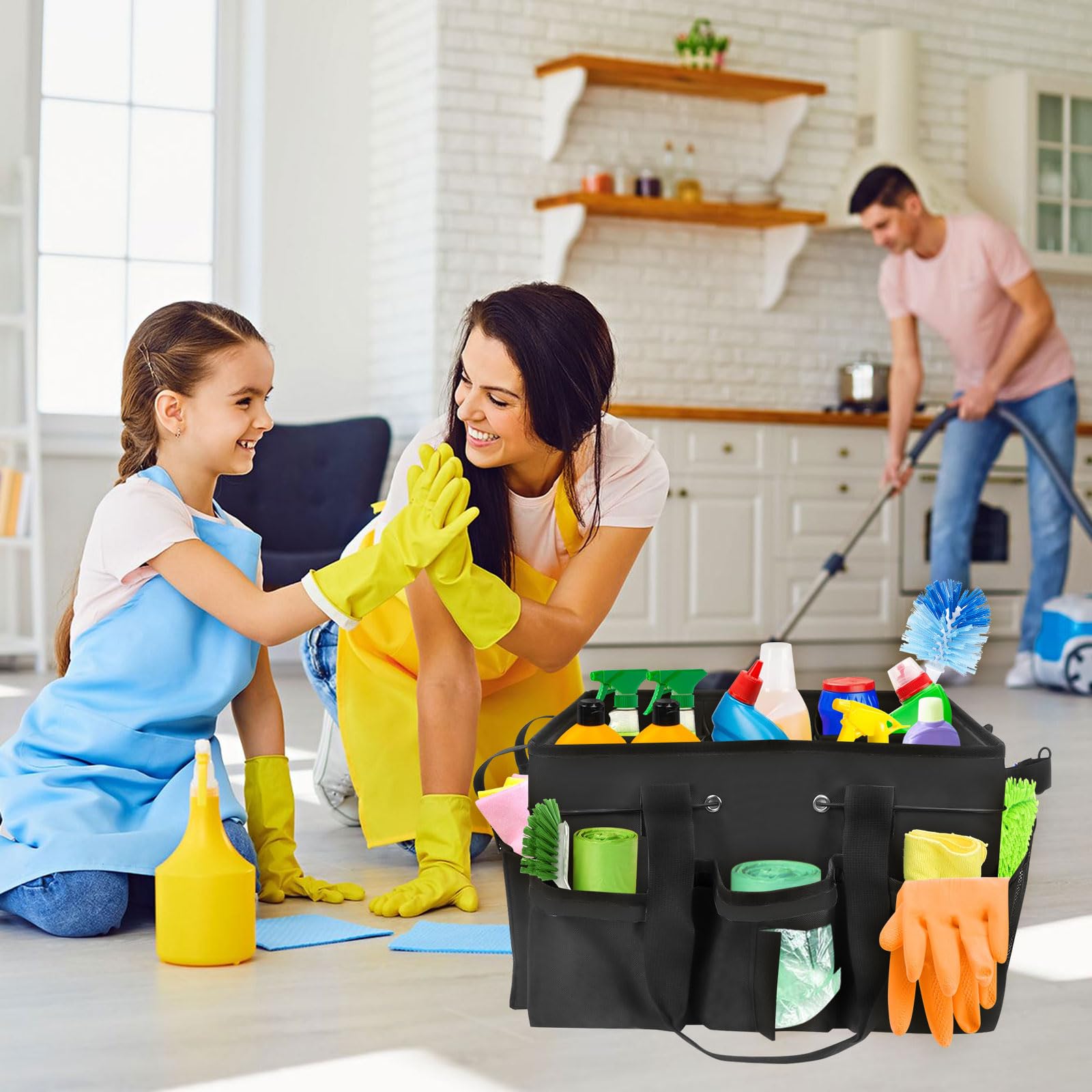 Yallmie Cleaning Caddy Bag with Handle, Cleaning Products Organiser Adjustable Gardening Tool Storage Bag - Image 4