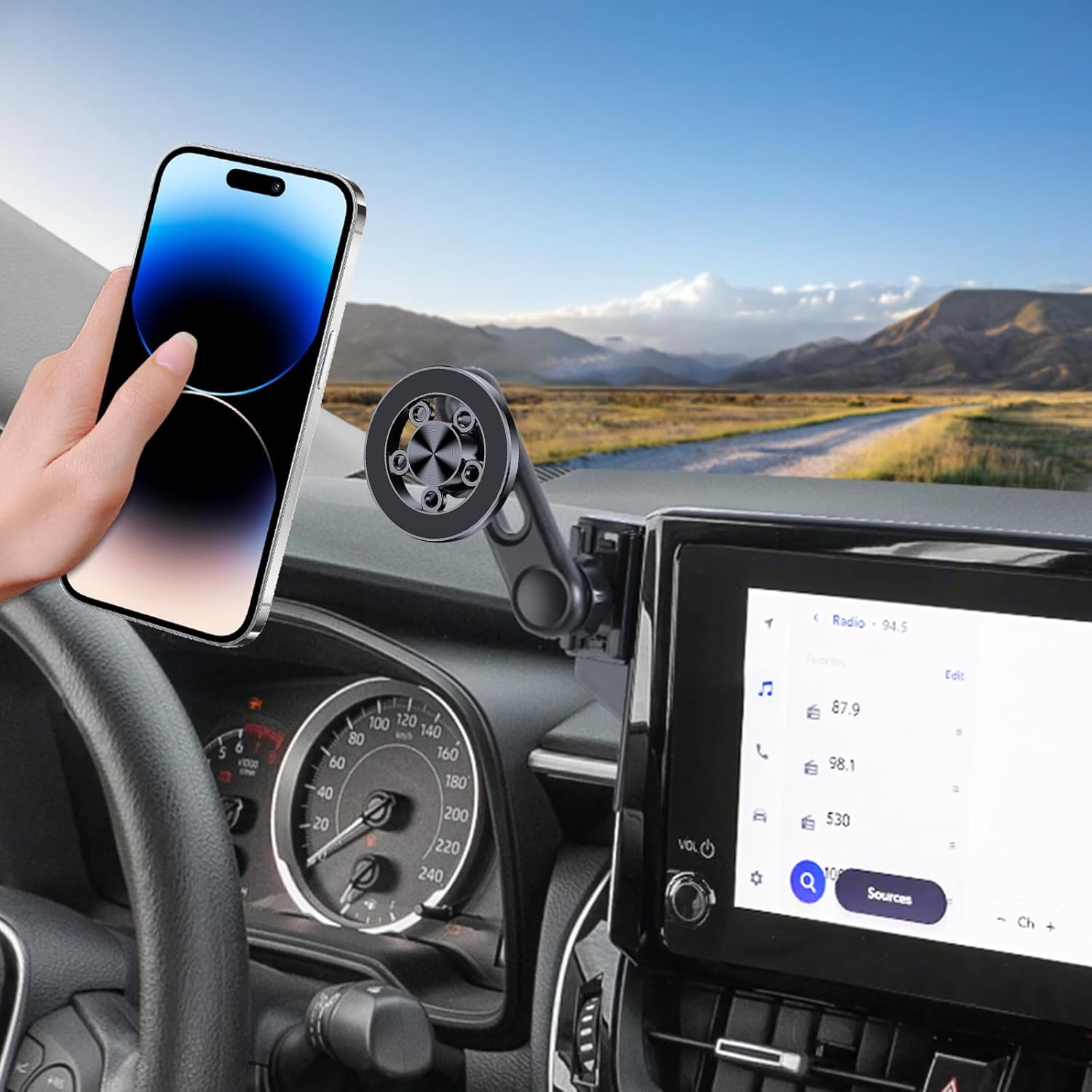 Car Phone Holder for Toyota Corolla 2019-2025 Accessories 8-inch Screen，Car Mount，[Strongest Magnets] 360° Rotation [Adjustable Extended Arm]，Compatible with All Cell Phones