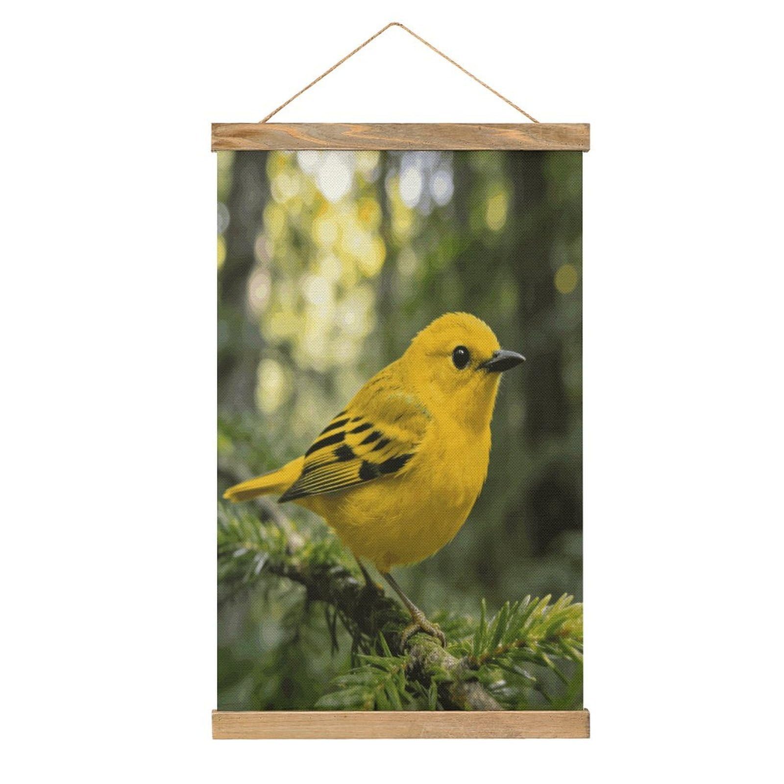 FekiLoot Warbler Wall Art Poster Hanger Frame Linen Wall Art Decor Vintage Hanging Poster Hanging Wall Decor Rustic Retro Wall Art Print for Living Room Decor 20.4 X 13.1Inches