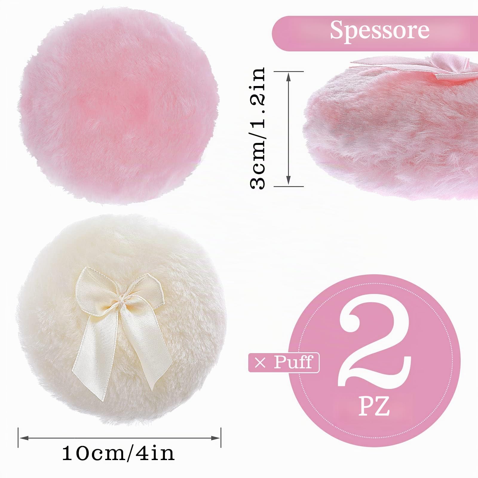 Sibba Sbuffo In Polvere Grande Soffice 10 Cm Ultra Morbido Lavabile Riutilizzabile In Velluto Per Viso Corpo Cipria Soffio In Polvere Strumento Per Il Trucco Bagnato E Asciutto (Rosa E Giallo)