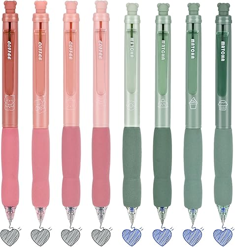 Miniatura 10 de BAYTORY 8 bolígrafos de gel retráctiles y borrables, 4 azules y 4 de tinta negra, punta fina de 0.020 in con bonito borrador, escritura suave,