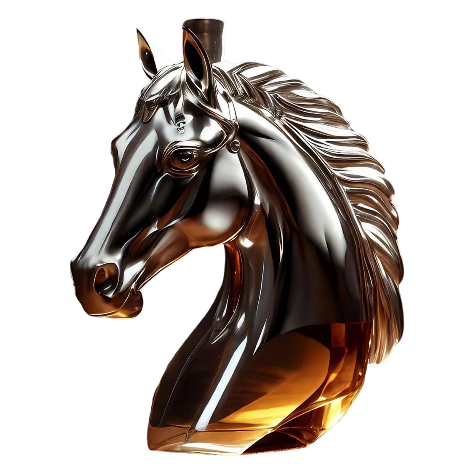 MALSSE Horse Head Form Liquor Bottle Glass Whiskeys Dispenser Shatter Resistant Drinkware for Social Gatherings Whiskeys Decanter for Parties