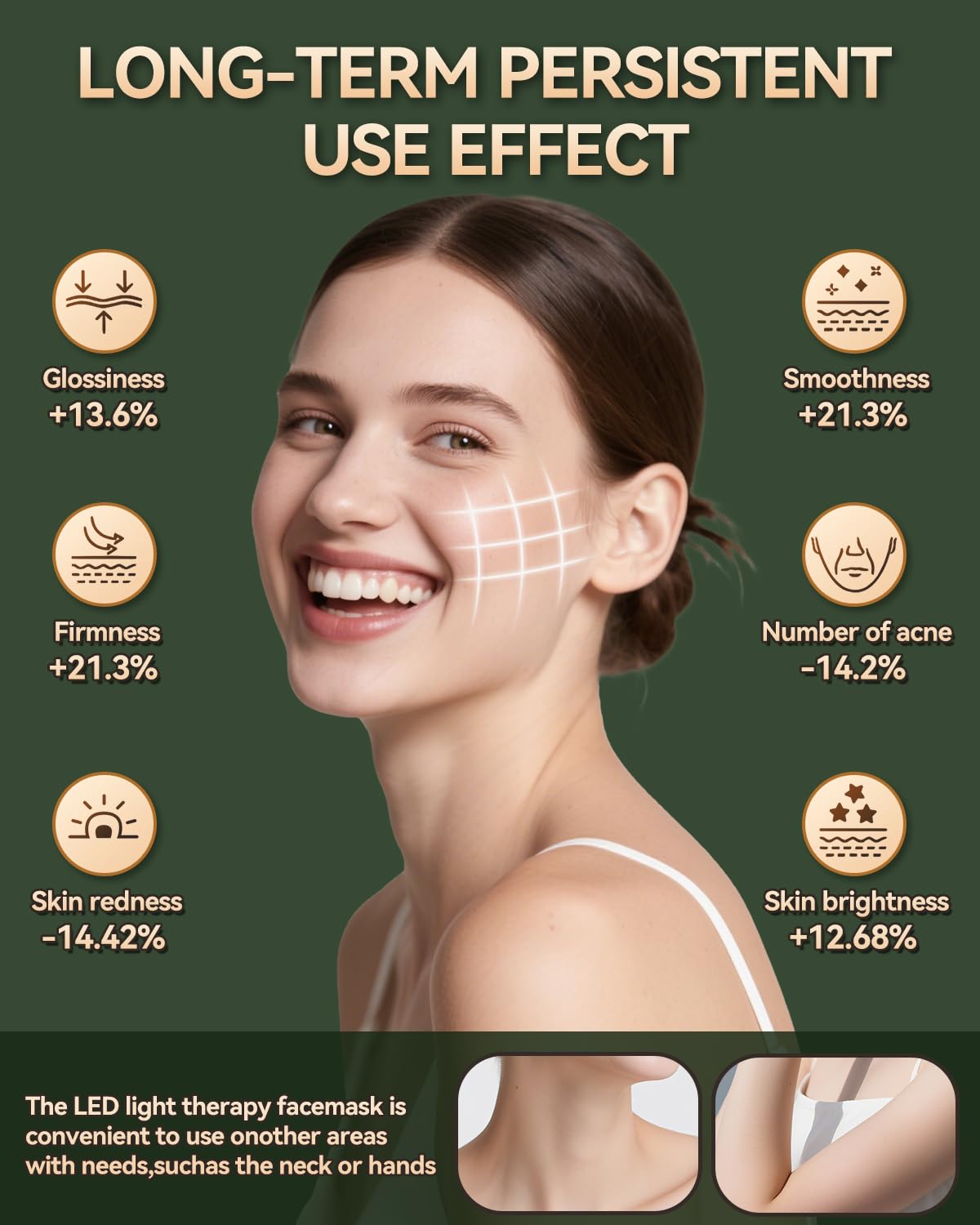 LED Maske Gesicht & Hals, Gesichtsmaske Lichttherapie mit 7 Modi, 608 Perlen Red Light Therapy Face Mask, 855nm NIR, Aufladbar Rotlicht Gesichtsmaske 3000 mAh, Verstellbare Bänder für Hause