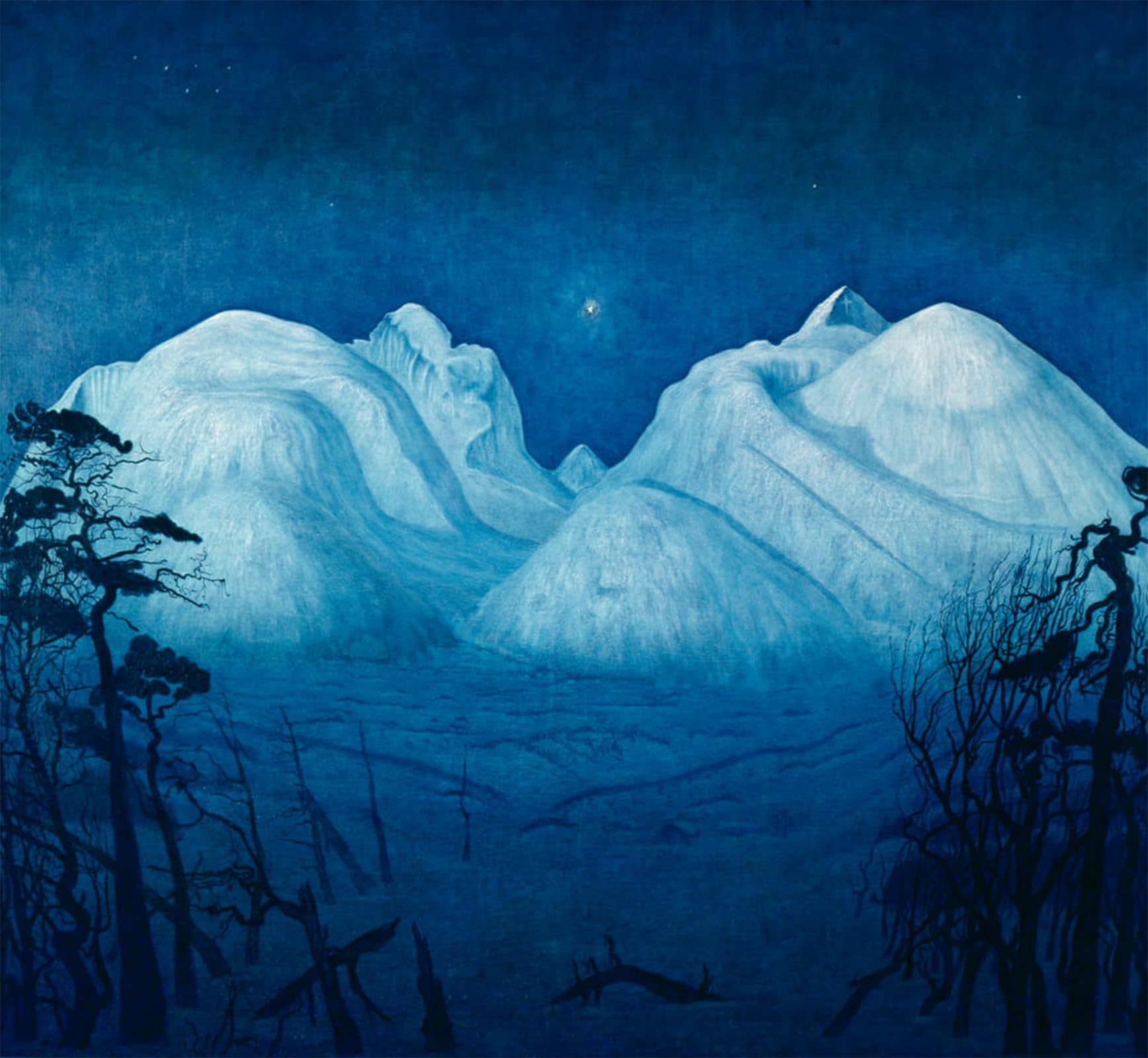 POSTERIIk Vintage Print Pop Art Landscape Artwork Winter Night in Rondane by Harald Oscar Sohlberg Art Prints for Office Home Decor 60x90cm
