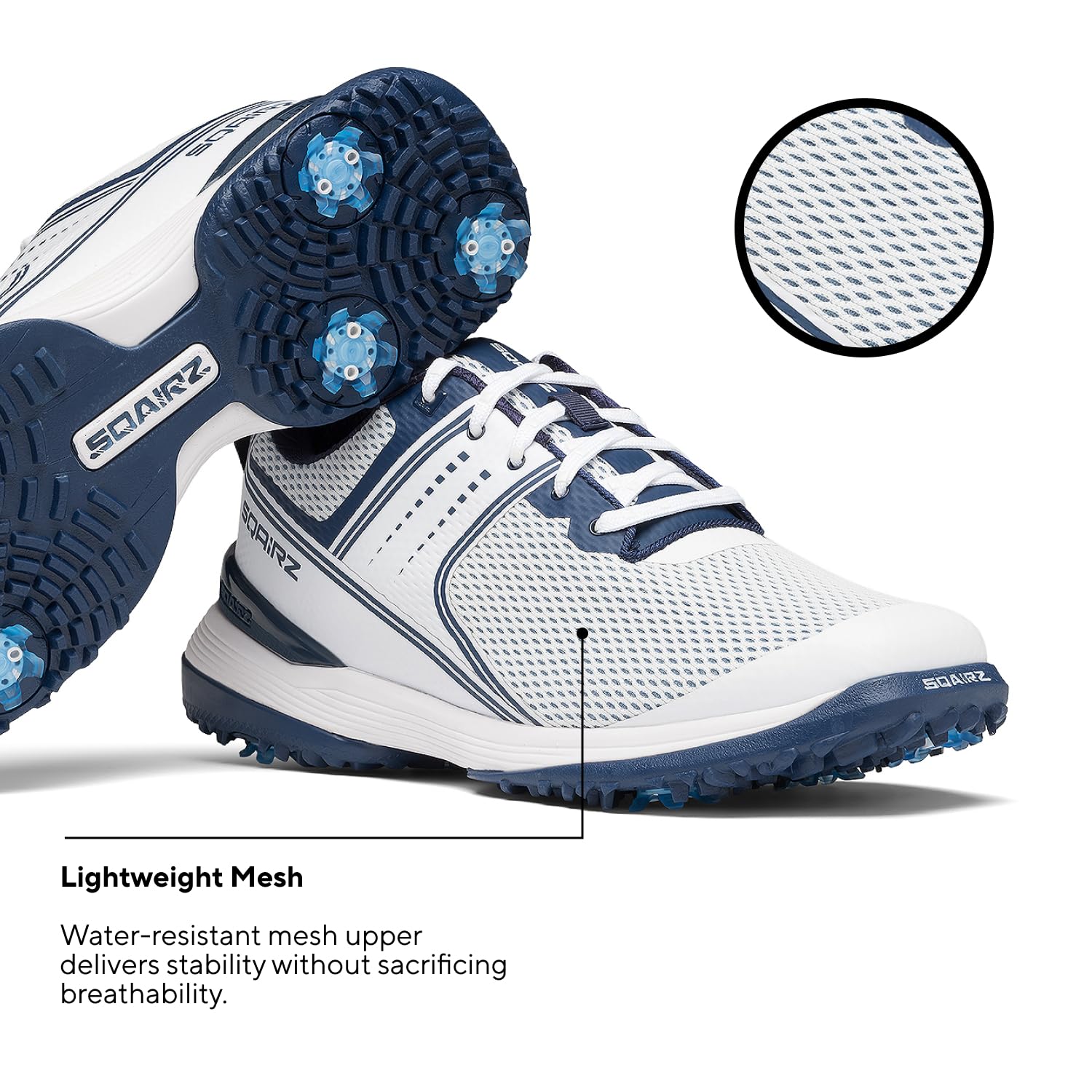 SQAIRZ Speed Mesh Herren-Golfschuhe, entworfen für Balance und Leistung, austauschbare Spikes, atmungsaktiv