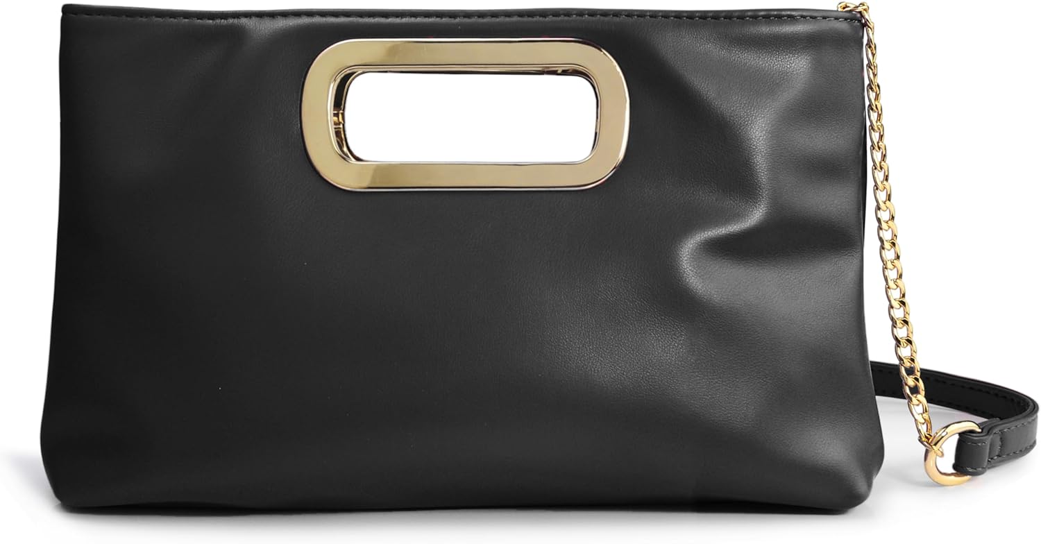 HOXIS Clutch Handbags for Women Cut Out Evening Bag Shoulder Crossbody Purse with Gold Chain