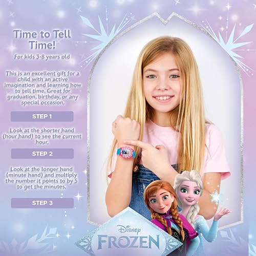 Miniatura 5 de Disney Frozen Watch Elsa and Anna for Kids 3-5 - Girls Frozen Watch with Purple Bezel - 3D Plastic Strap - Elsa & Anna Watches for Girls - Fun Toys