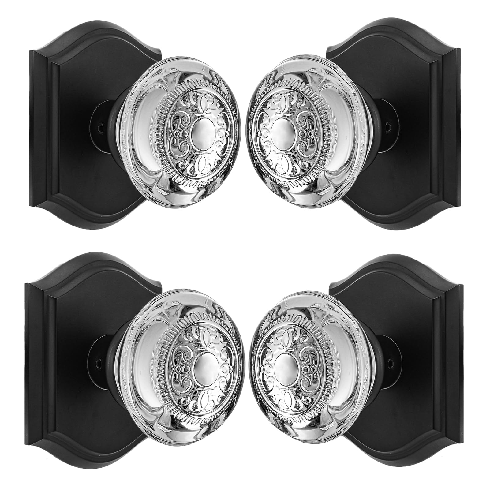 Vintage Brass Glass Door Knobs with Lock -30