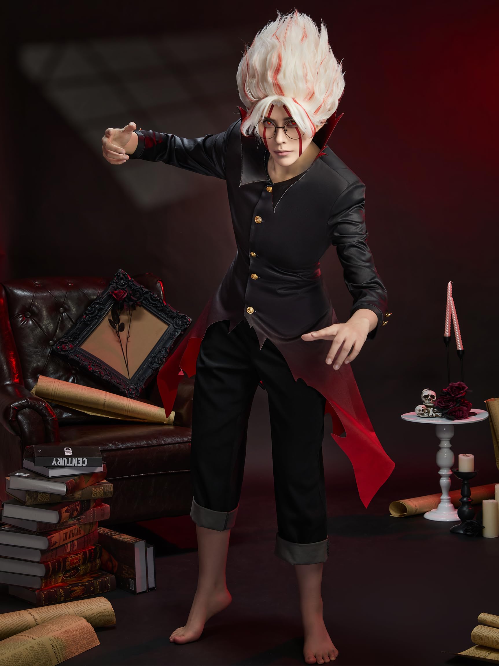 Cosplay.fm Disfraz de anime para hombre, uniforme y pantalones con cinturón