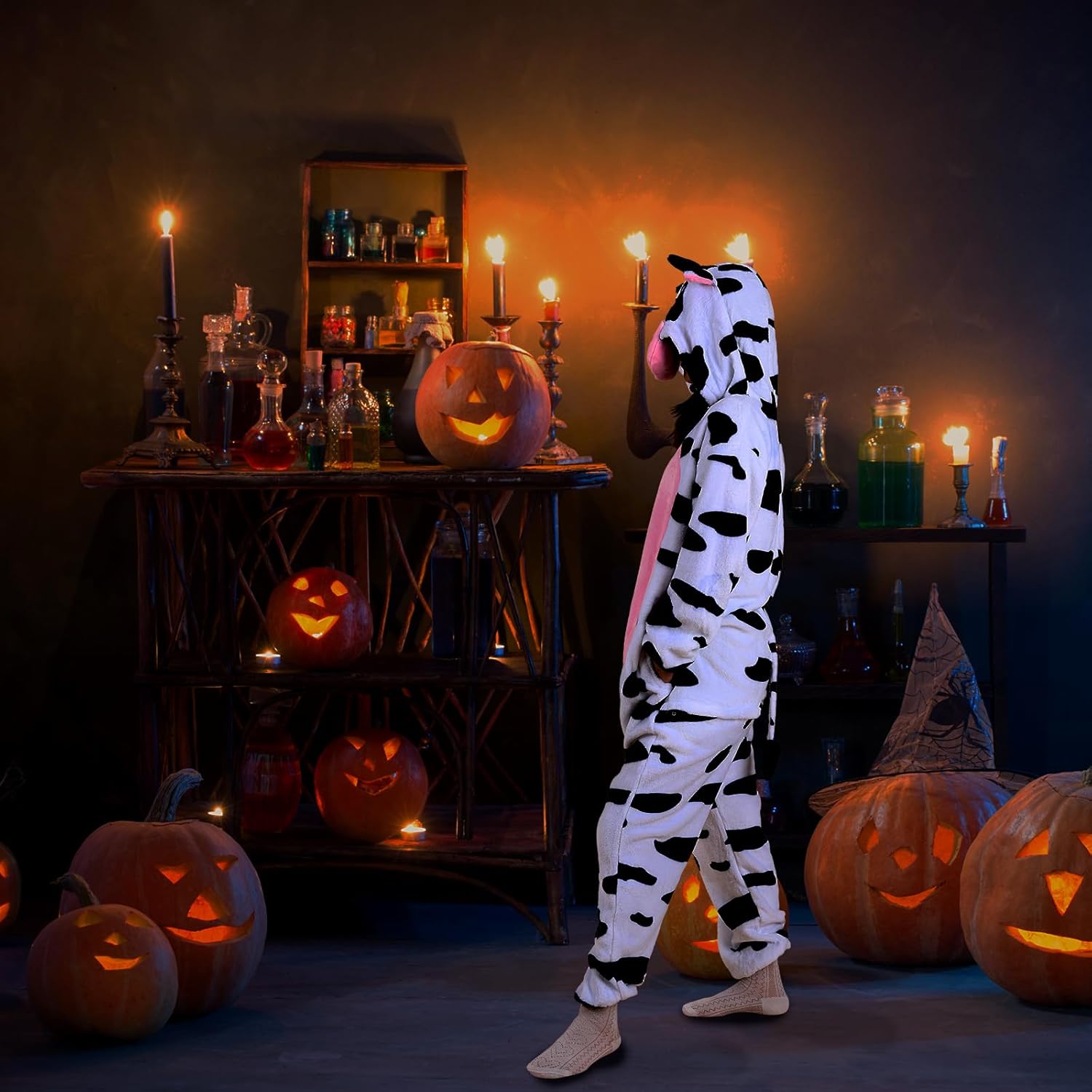 Unisex Adult Onesie Animal Pajamas, Flannel Cosplay Halloween Costume Animal Sleepwear Jumpsuit for Women Men - Image 3