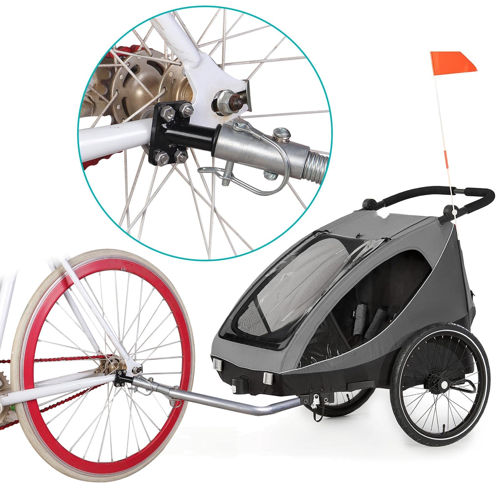 RiToEasysports Trailer Bike Hitch, Accoppiatore di Rimorchi per Bici Rilascio Rapidamente Attacco Adattatore in Lega in Acciaio con Bloccaggio Innovativo per Bambini Cargos Pet Rimorchi