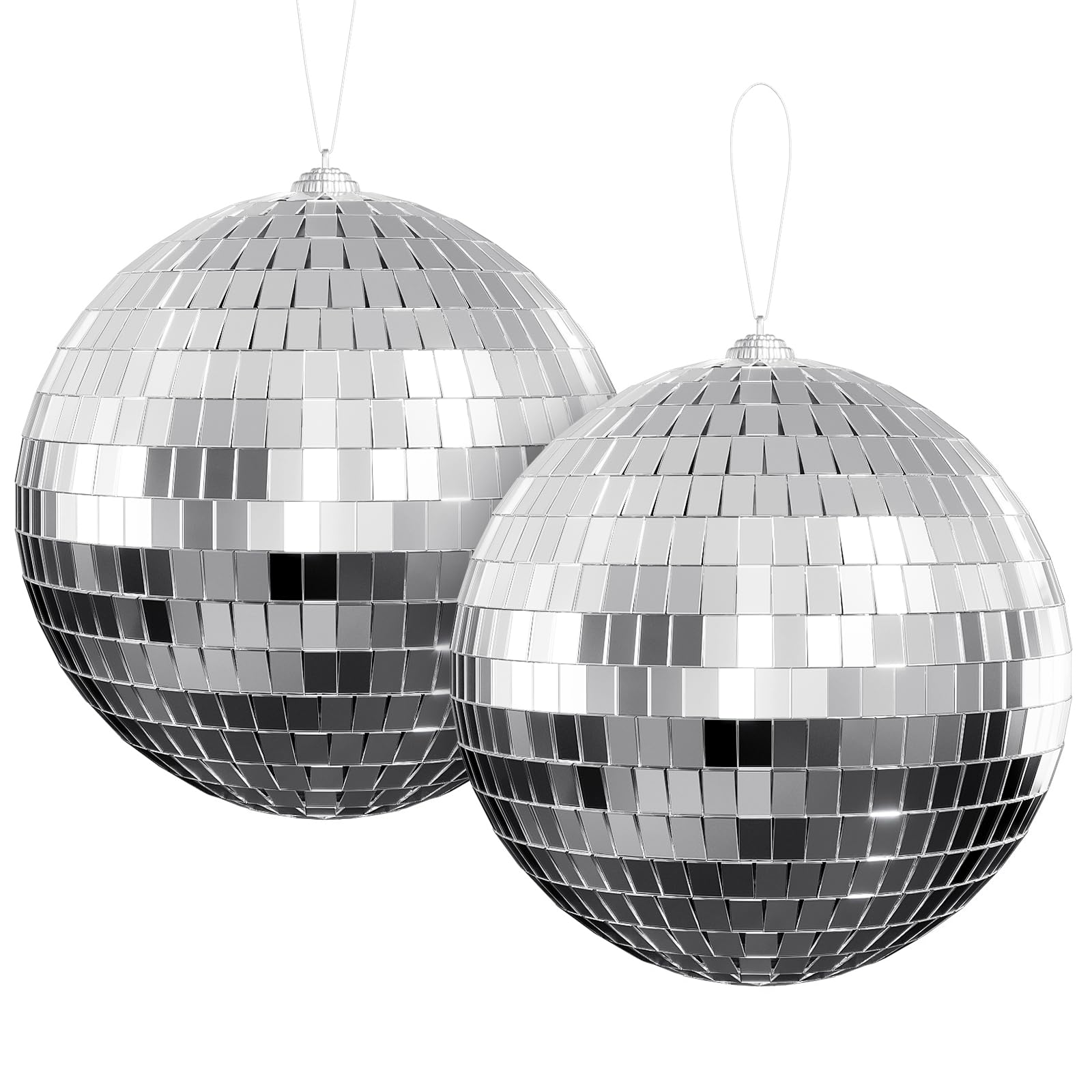 Youdepot 6-Inch Disco Ball, Silver Hanging Mirror Balls, 2-Pack