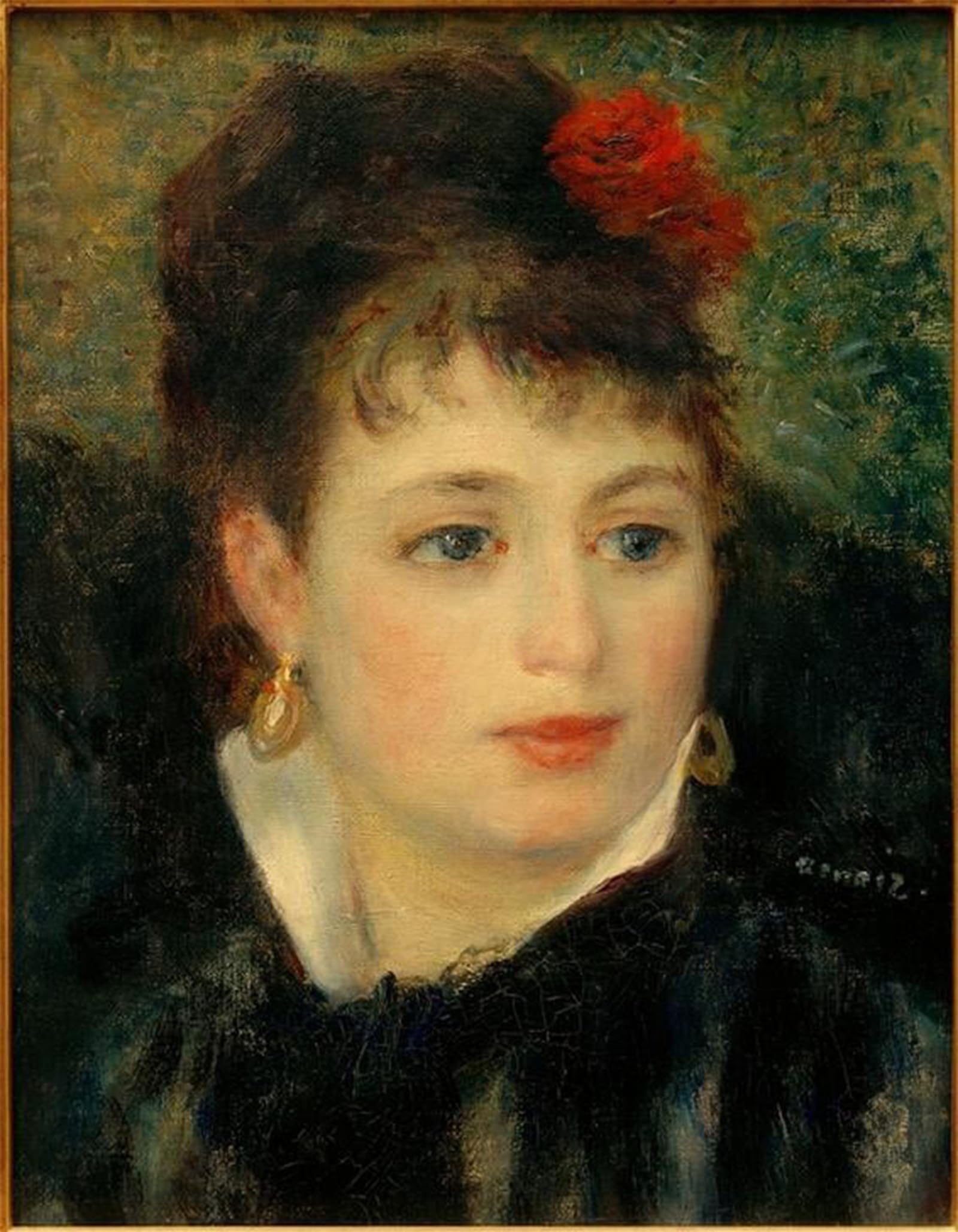 RZHRHJES Famous Painting Poster Art Canvas Print Retro Picture Frau Mit Rose by Pierre Auguste Renoir Poster Wall Art for Office Decor 60x90cm