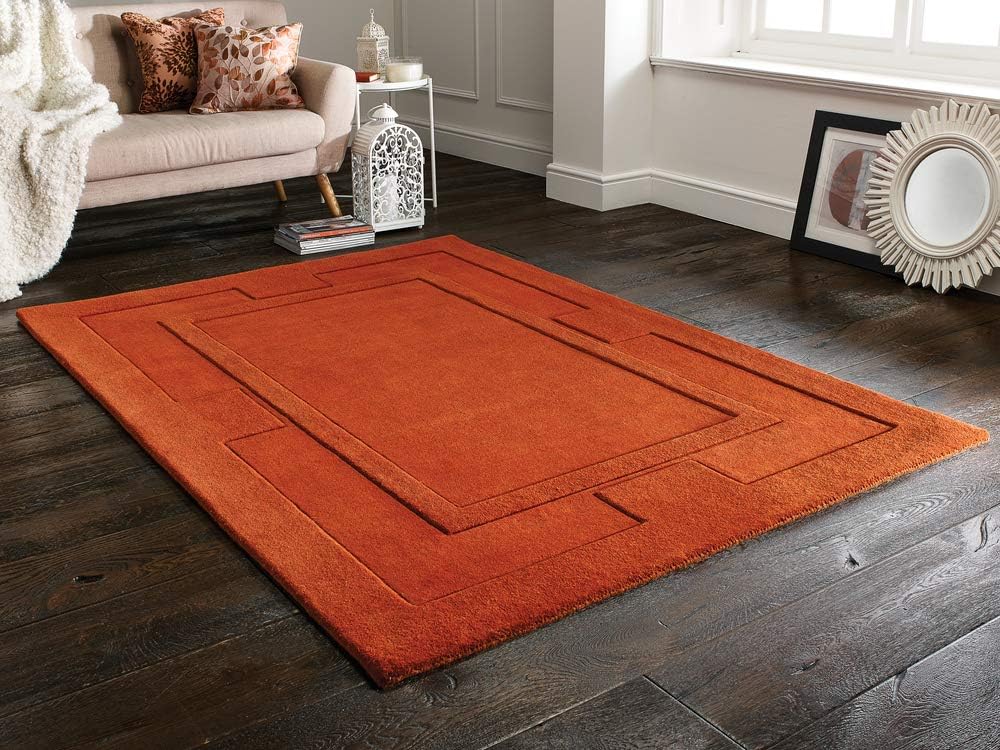 Flair Rugs Sierra Apollo 100% Wool Rug, Rust, 75 x 150 Cm